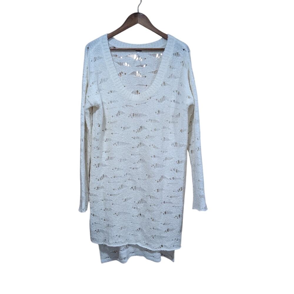Free People Sweater Dress Womens Large Ivory Open Knit Boho